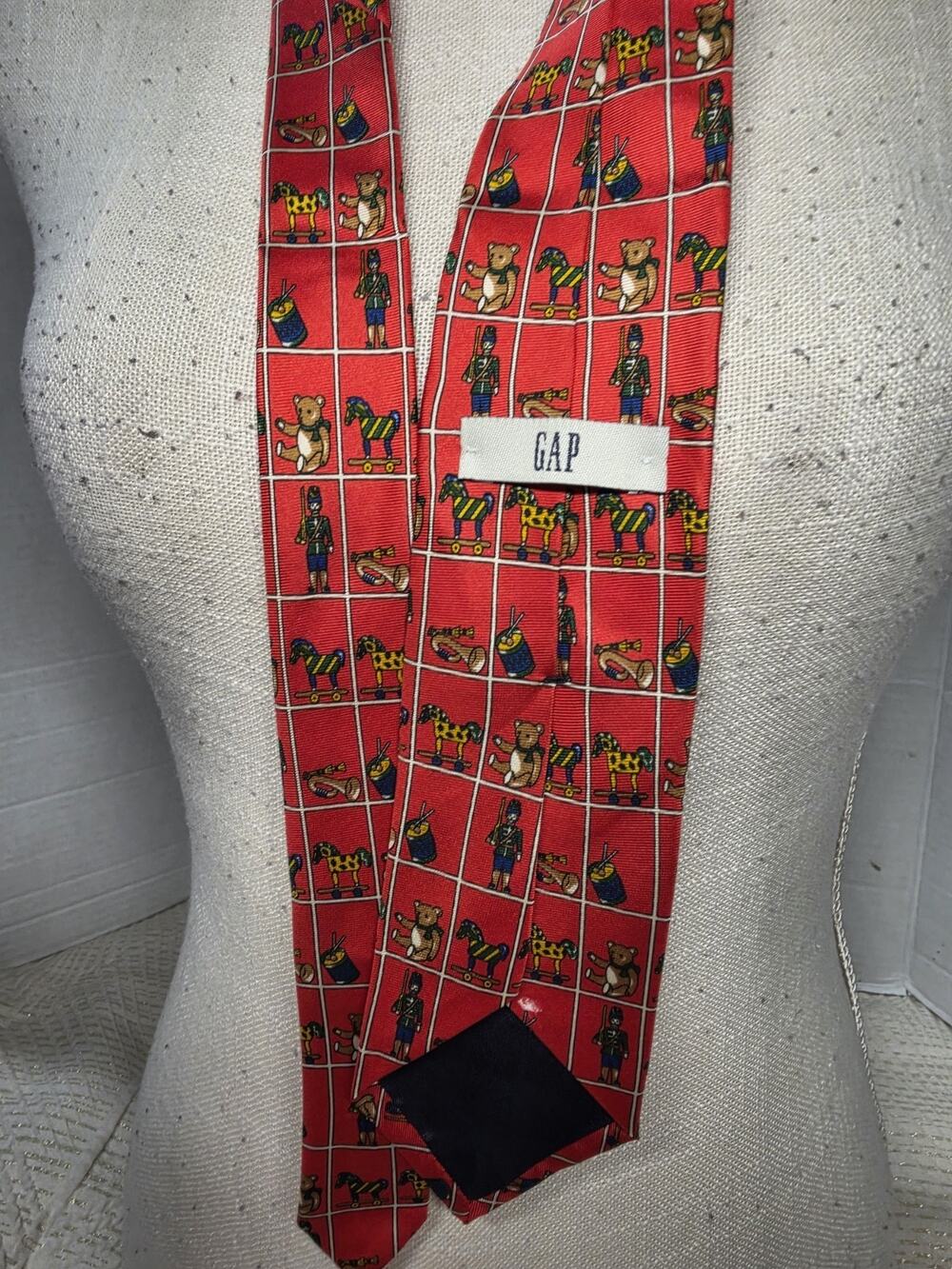 GAP Teddy Bears 100% Silk Red Tie Vtg 90's Retro Holiday Boys Kids Y2K Christmas